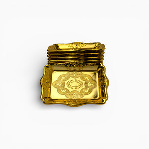 Gold Embossed Rectangle Favor Tray, Set of 10