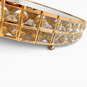 14" Gold & Mirror Cake Stand with Clear Stone Band