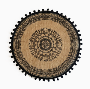 Black Mandala Jute Placemats, Set of 6