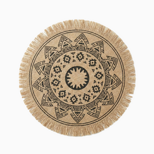 Fringed Sunburst Jute Placemats, Set of 6