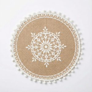 White Mandala Jute Placemats, Set of 6