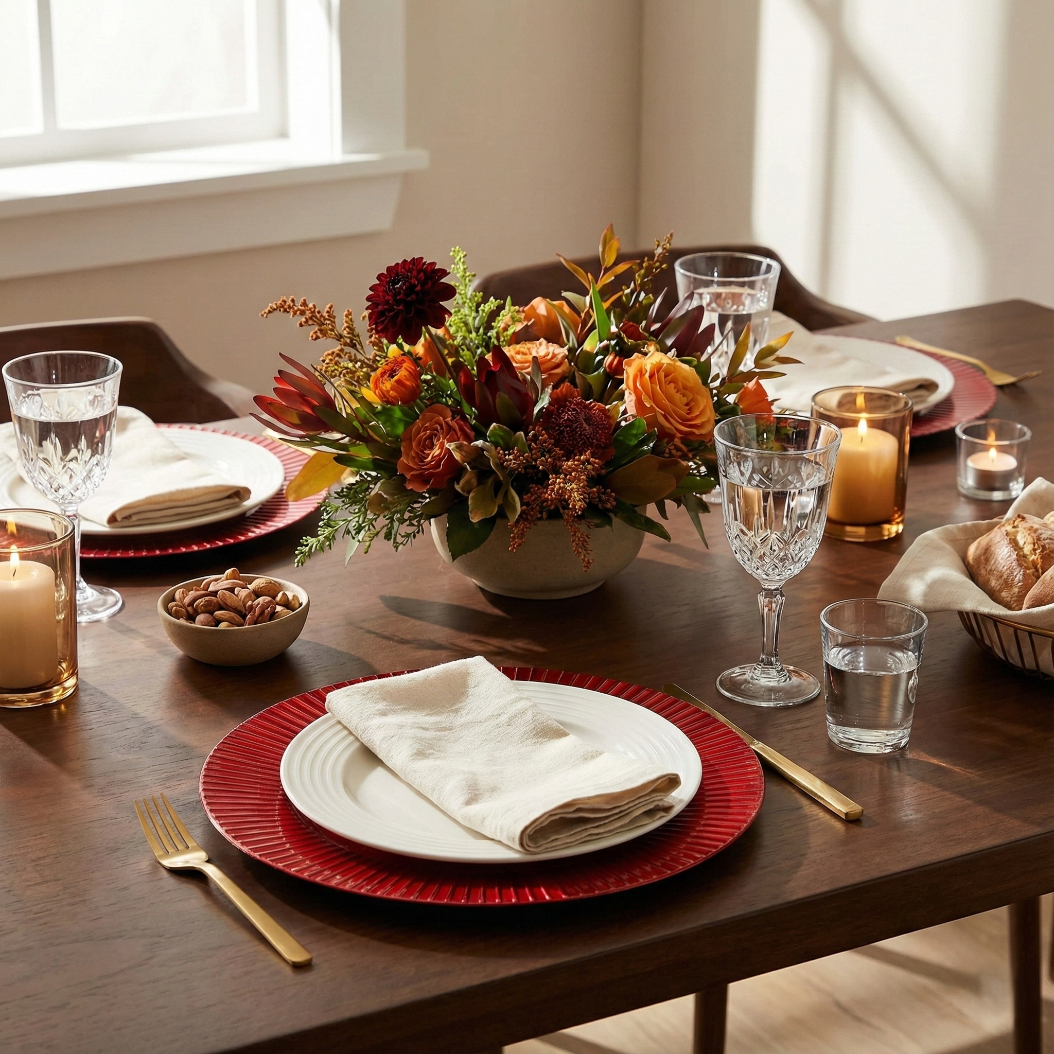 Crimson Pleated Charger Plates, Set of 5