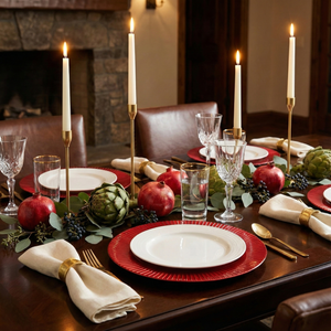 Crimson Pleated Charger Plates, Set of 5