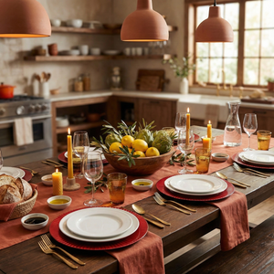 Crimson Pleated Charger Plates, Set of 5