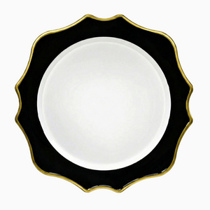 Black & Gold Wave Charger Plates, Set of 5