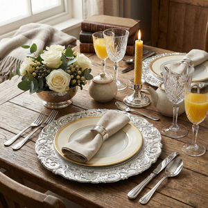 Silver Scroll Charger, Set of 5