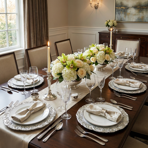 Silver Scroll Charger, Set of 5