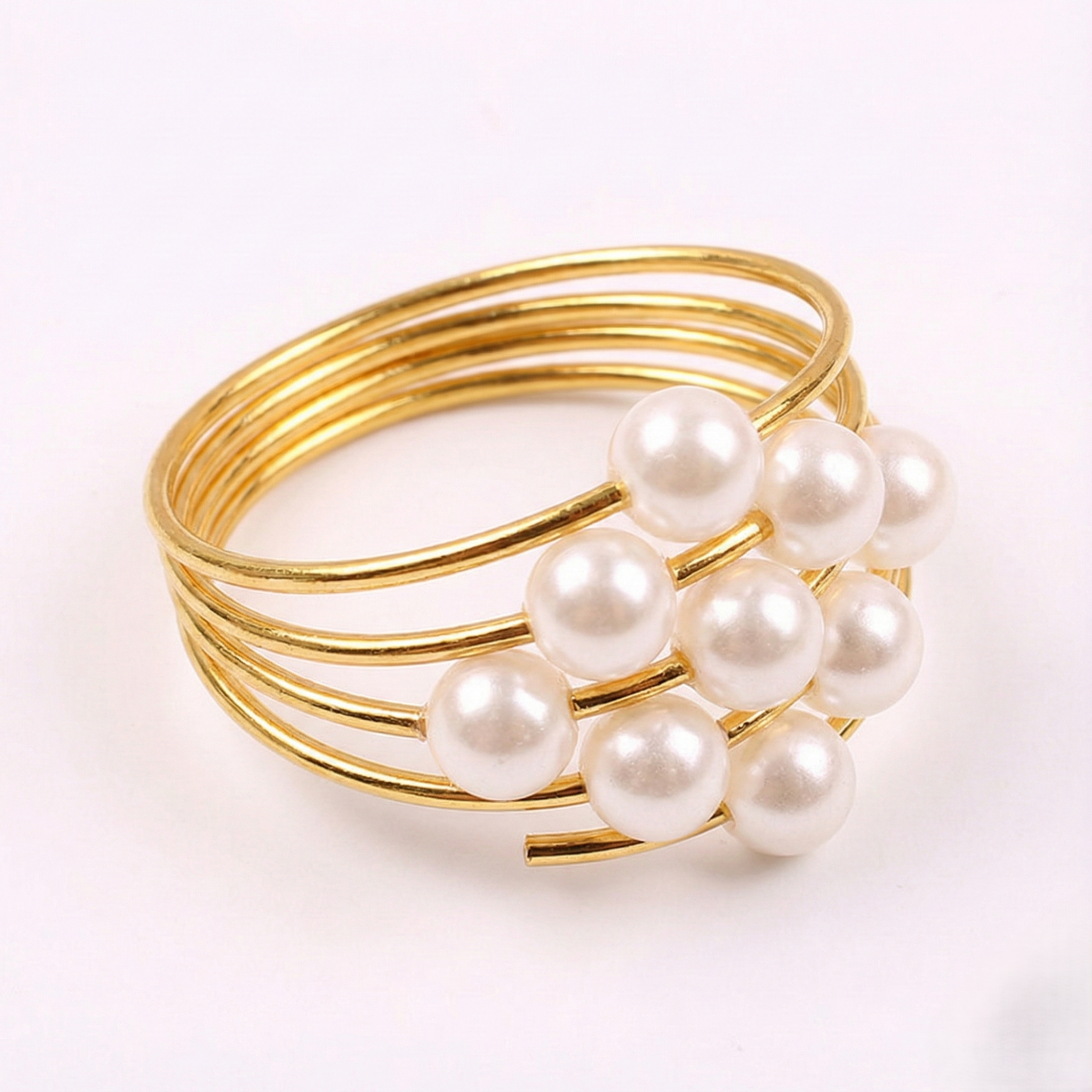 Pearl Cluster Stainless Steel Napkin Rings, Set of 5