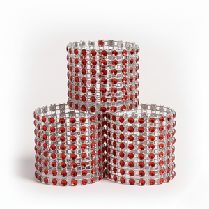 Red Rhinestone Velcro Napkin Wraps, Set of 5