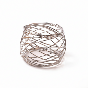 Silver Wire Cage Metal Napkin Rings, Set of 5
