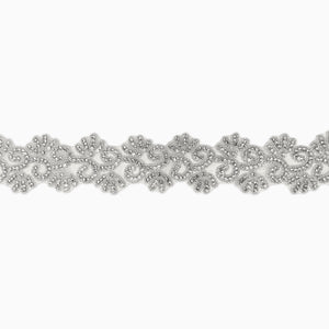 Floral Lace Rhinestone Trim, Iron on (Hotfix)