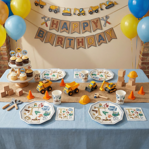 Construction Large Paper Plates, Set of 8