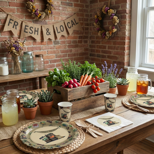 Farmers Market Large Paper Plates, Set of 8