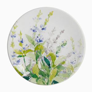 Blue Green Botanical Dinner Plates, Set of 2