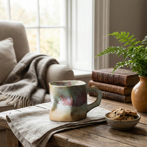 Blush and Moss Band Ceramic Mug