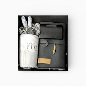 Black Faux Leather Journal & Mug Gift Set
