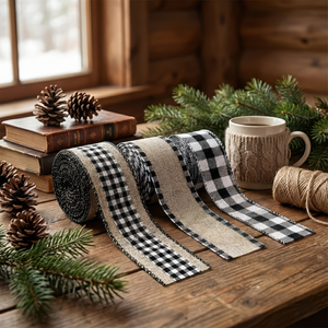 Jute & Gingham Ribbon, Set of 3