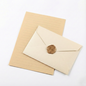 Cream Linen Envelope Wax Seal Stationery Set