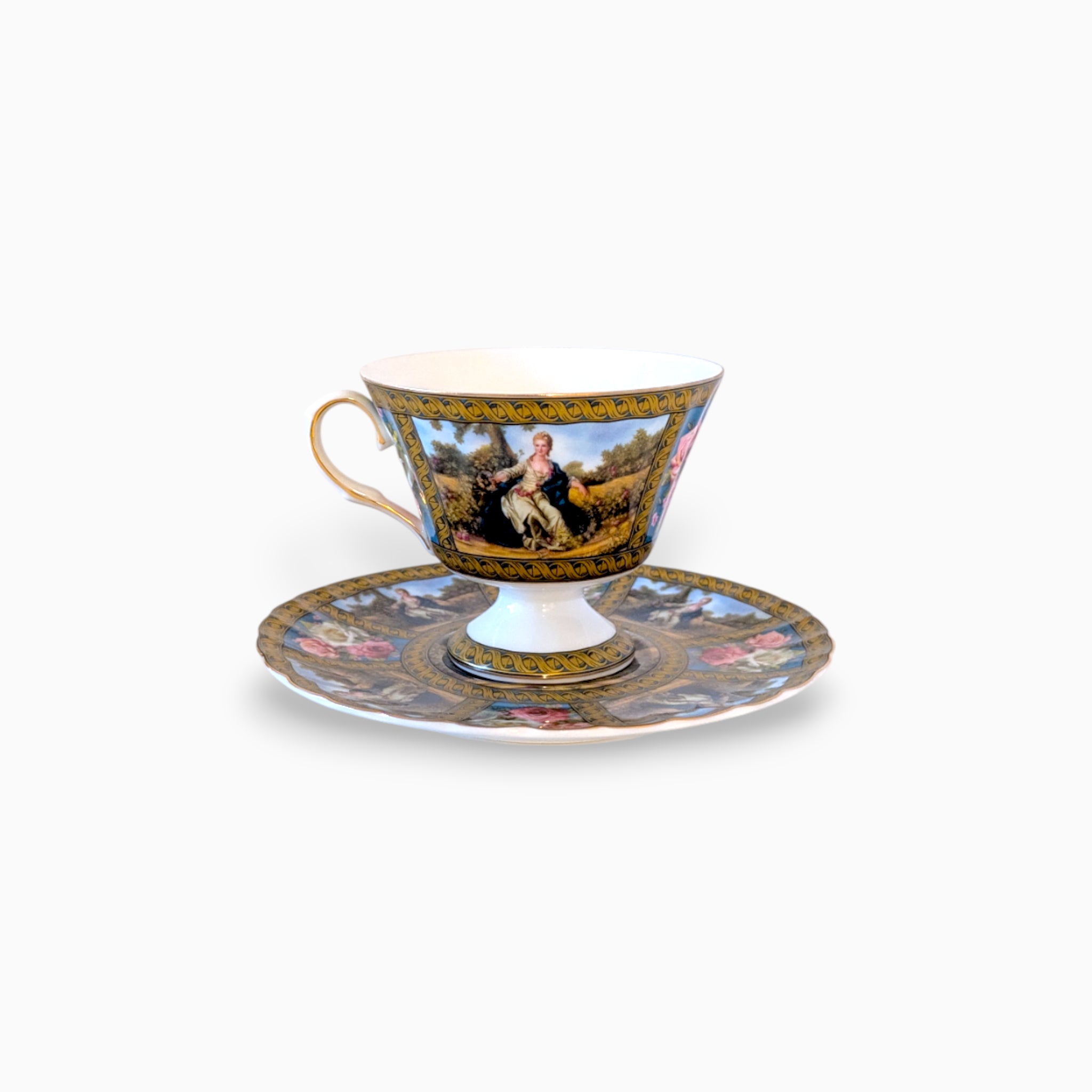 Black Medallion Cup & Saucer