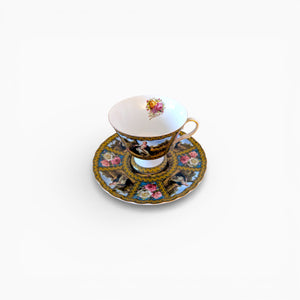 Black Medallion Cup & Saucer