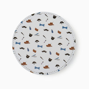 Beard Fabric And Faux Leather Coasters, Set of 2