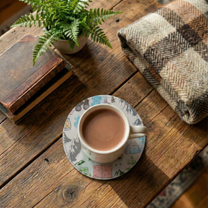 Hiking Fabric And Faux Leather Coasters, Set of 2