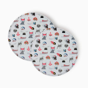 Racing Cars Fabric And Faux Leather Coasters, Set of 2