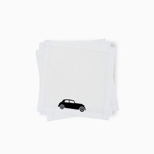 Cotton Cocktail Napkins, Black Vintage Car, Set of 10