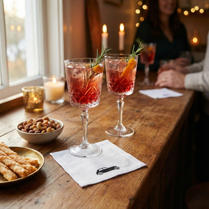 Cotton Cocktail Napkins, Black Vintage Car, Set of 10