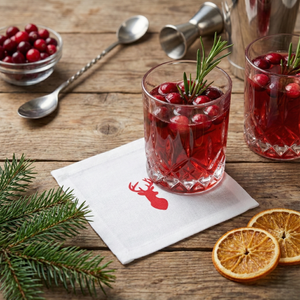Cotton Cocktail Napkins, Red Deer, Set of 10