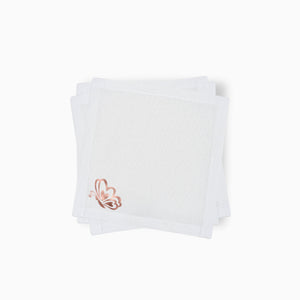 Cotton Cocktail Napkins, Rose Gold Foil Butterfly, Set of 10