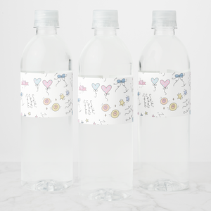Doodle Lines Water Bottle Labels, Set of 4