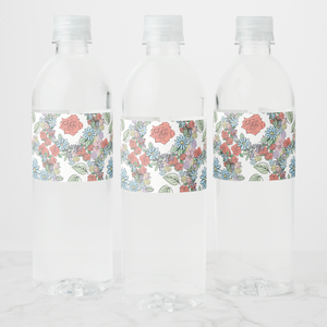 Floral Water Bottle Labels, Set of 4