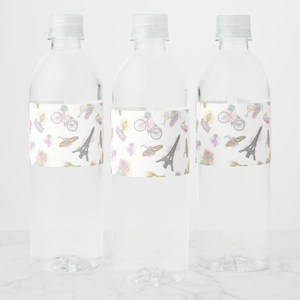 Paris Water Bottle Labels, Set of 4