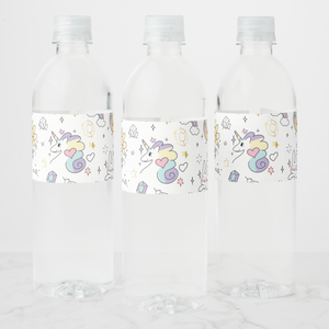 Unicorn Water Bottle Labels, Set of 4