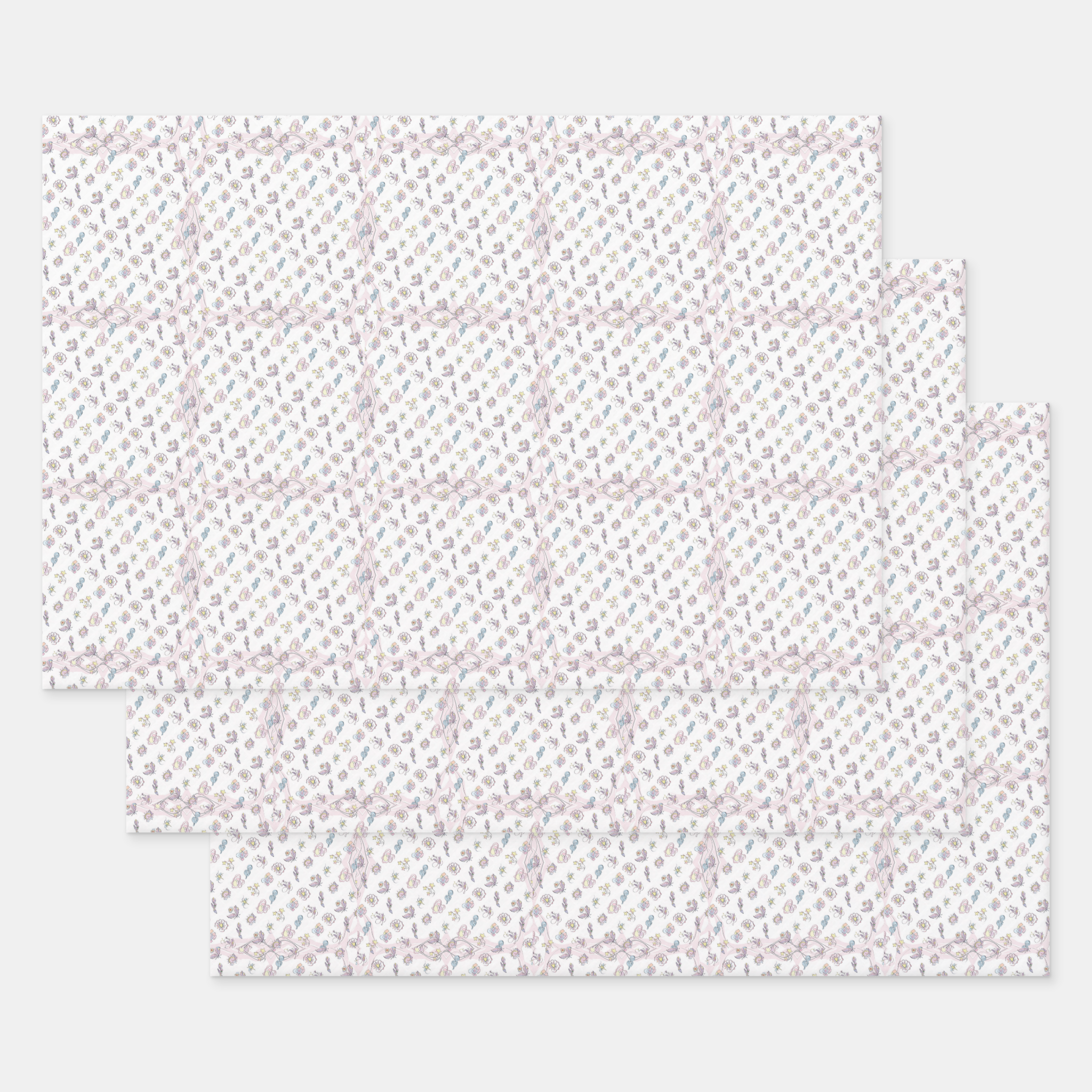 Abstract Shapes Gift Wrapping Paper Sheets, Set of 3