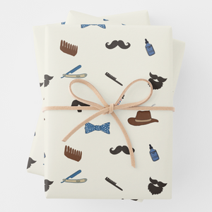 Beard Gift Wrapping Paper Sheets, Set of 3