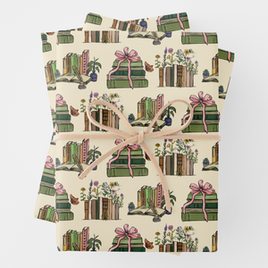 Books Gift Wrapping Paper Sheets, Set of 3