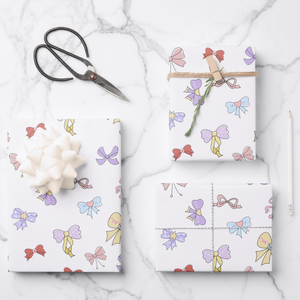 Bows Gift Wrapping Paper Sheets, Set of 3