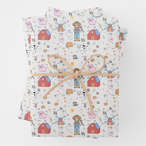 Farm Gift Wrapping Paper Sheets, Set of 3