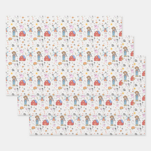 Farm Gift Wrapping Paper Sheets, Set of 3
