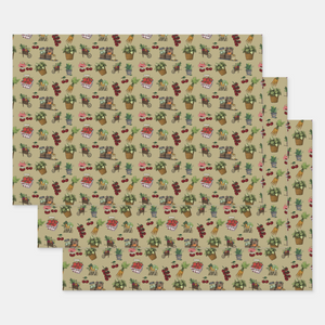 Farmers Market Gift Wrapping Paper Sheets, Set of 3