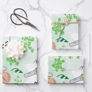 Hiking Gift Wrapping Paper Sheets, Set of 3