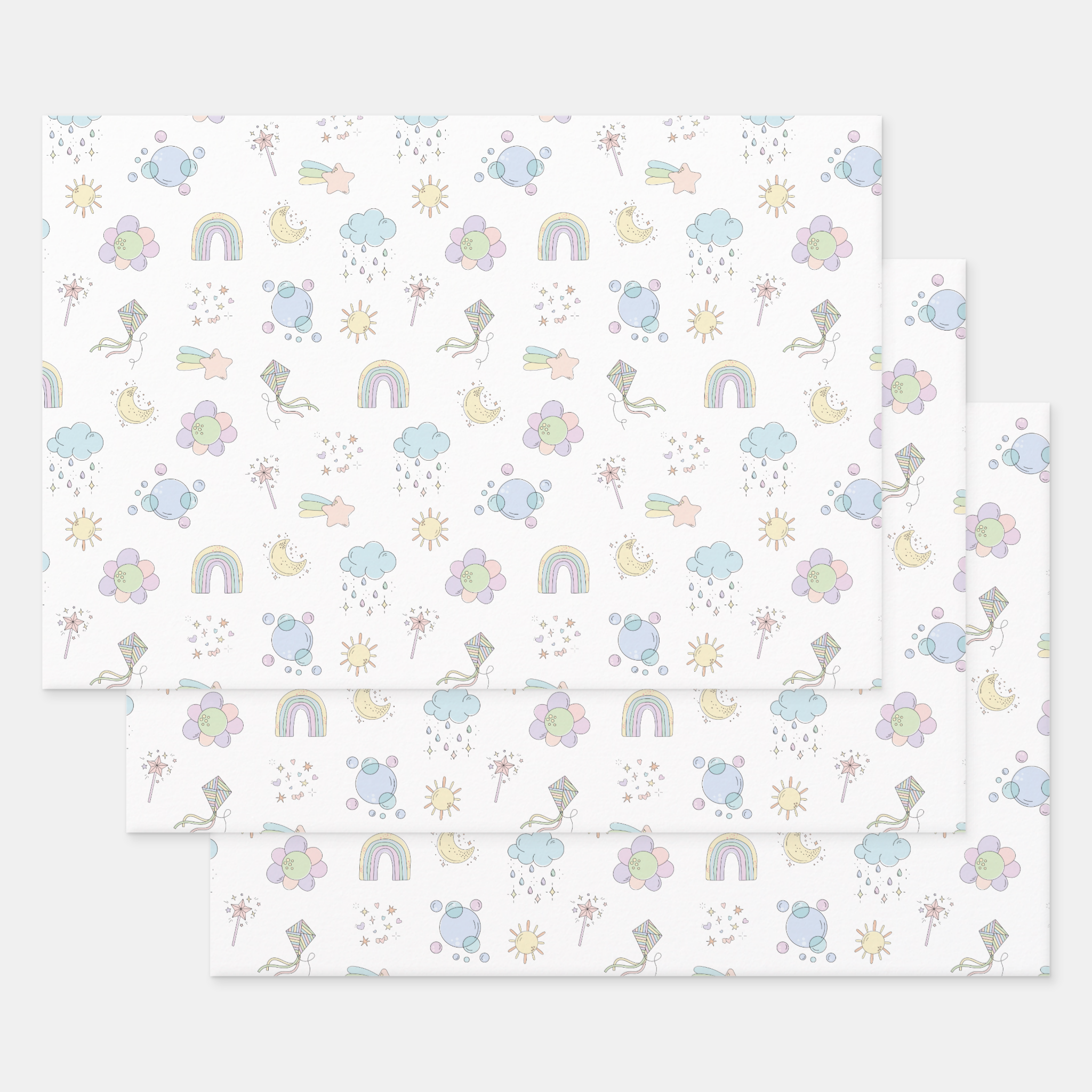 Rainbow Gift Wrapping Paper Sheets, Set of 3