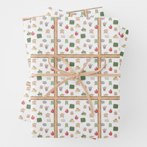 School Gift Wrapping Paper Sheets, Set of 3