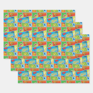 Sports Gift Wrapping Paper Sheets, Set of 3