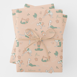 Yoga Gift Wrapping Paper Sheets, Set of 3