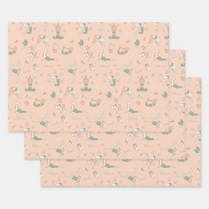 Yoga Gift Wrapping Paper Sheets, Set of 3