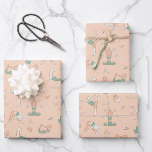 Yoga Gift Wrapping Paper Sheets, Set of 3