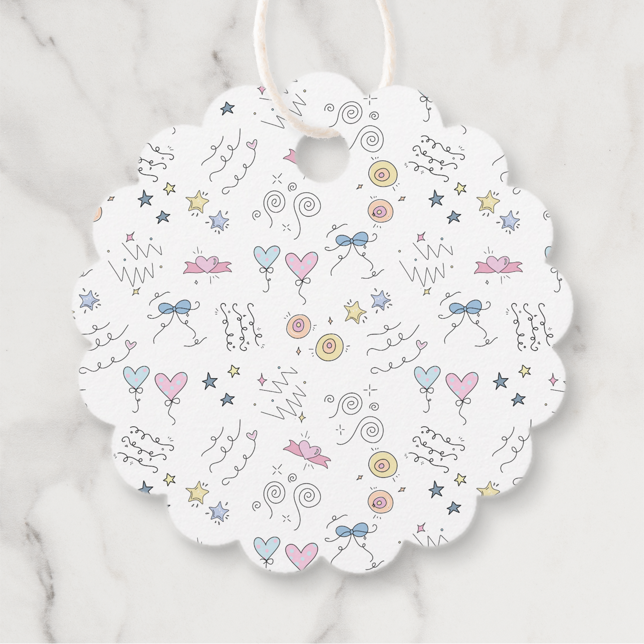 Doodle Lines Gift Tags With Twine, Set of 12